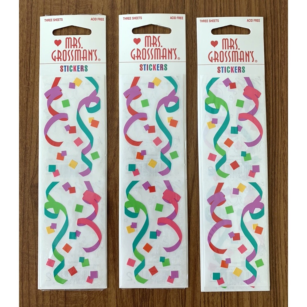 Mrs. Grossman's LOT of 9 Strips of Vintage "NIP" 1999 Opal Confetti Stickers!